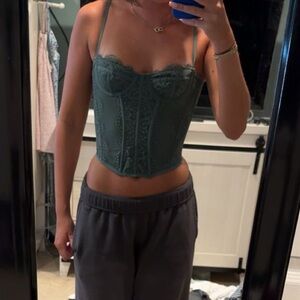 Green Lace Bustier Top